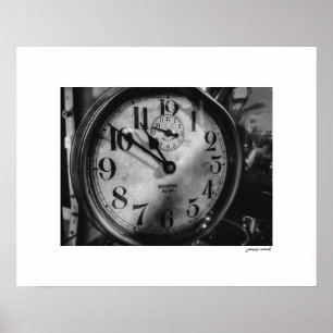 B&W Big Ben Vintage-Uhr Poster Druck