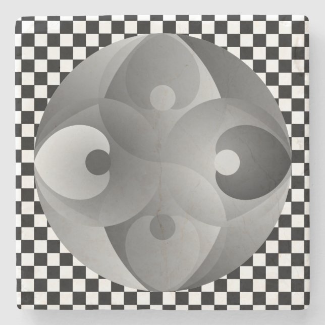 B/W Bilanz von Kenneth Yoncich Steinuntersetzer (Vorderseite)