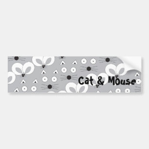 B&W Cat & Mouse Autoaufkleber