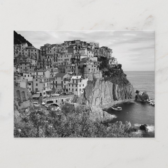 B&W Cinque Terre Postkarte (Vorderseite)