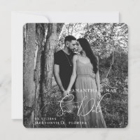 B/W Couple Foto Square Save the Date gerundet