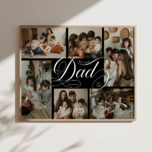 B & W Dad-Script-Typografie 6-Foto-Collage Poster