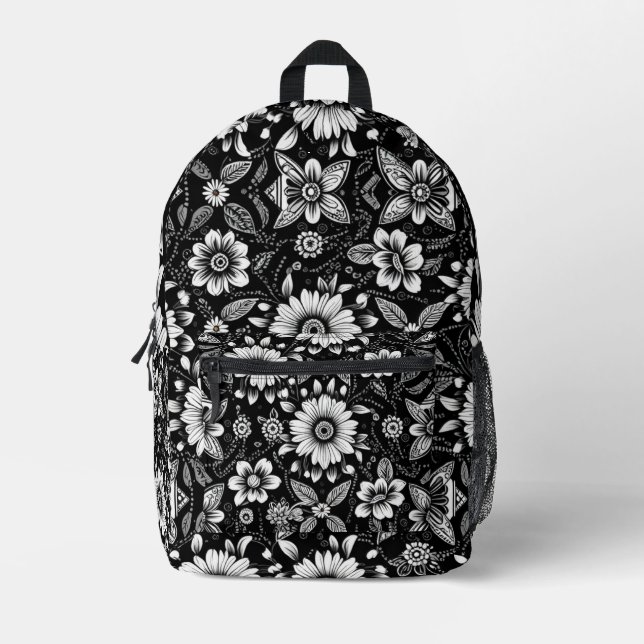B&W Daisy Dose Bedruckter Rucksack (Vorderseite)