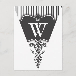 B&W Damask Party Flag Bunting Banner Postcard Postkarte
