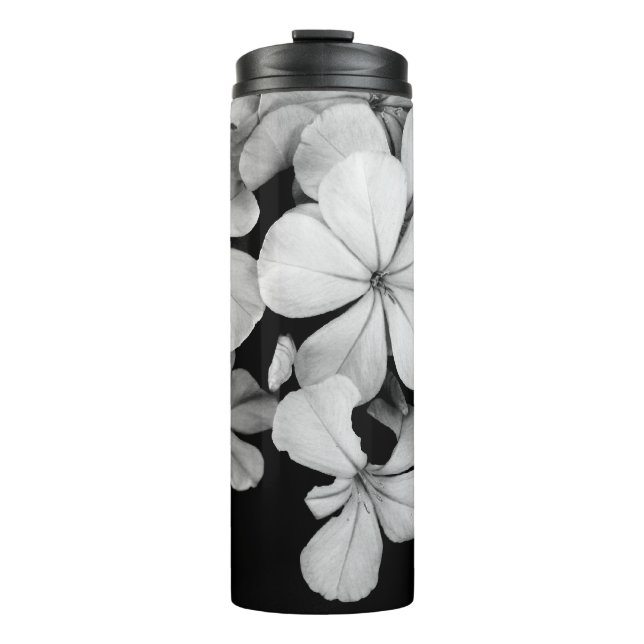 B&W Elegante Blume Thermosbecher (Vorderseite)