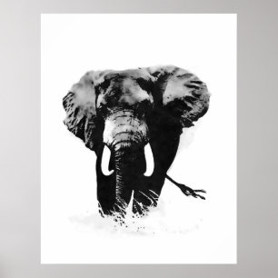 B&W Elephant Posters Prints Poster
