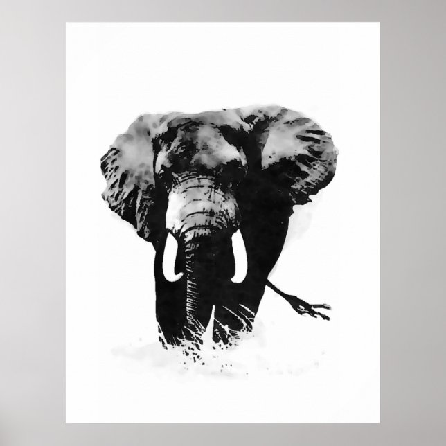 B&W Elephant Posters Prints Poster (Vorne)