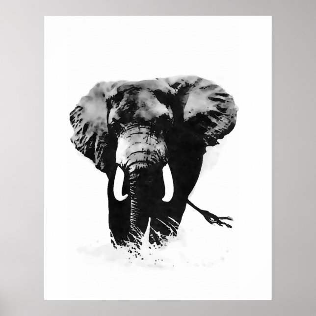 B&W Elephant Posters Prints Poster (Vorne)