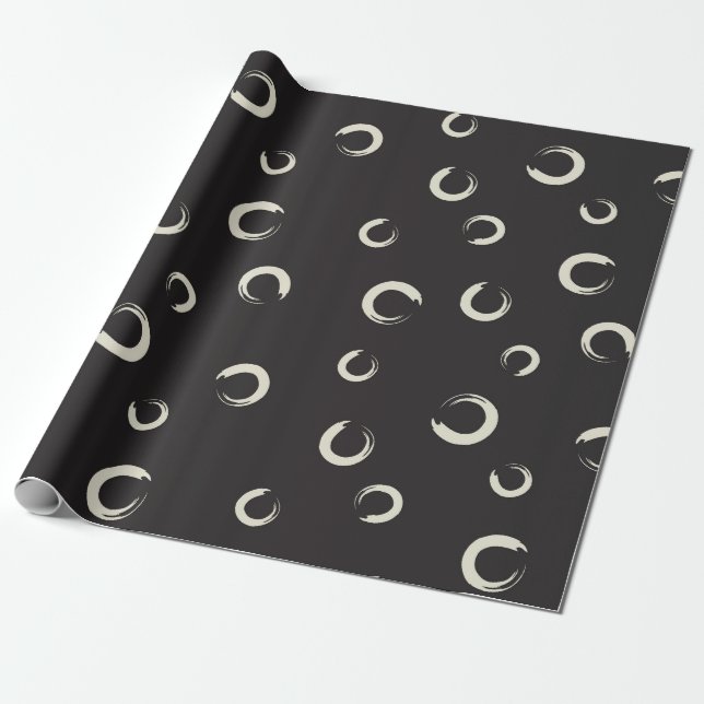 B&W Enso Brush Stroke Geschenkpapier (Ungerollt)