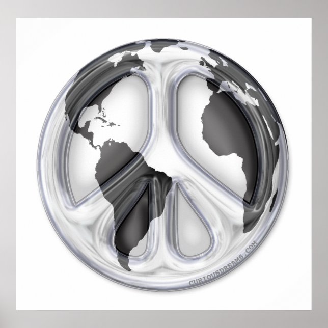 B&W Erdfriedenszeichen Poster (Vorne)