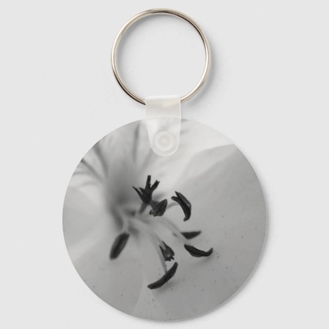 B&W Flower Center Keychain Schlüsselanhänger (Vorderseite)
