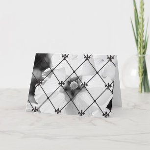 B/W Flower & Fleur de lis Greeting Card Karte