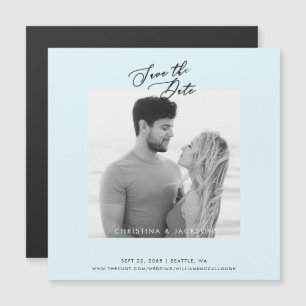 B/W-Foto Eisblaues Hochzeit Save the Date Magneteinladung