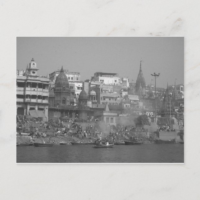 B&W Ganges River Postkarte (Vorderseite)