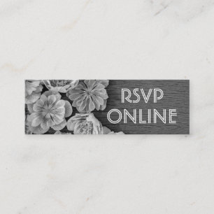 B & W Garden Hellebore Mini Web RSVP Card Visitenkarte