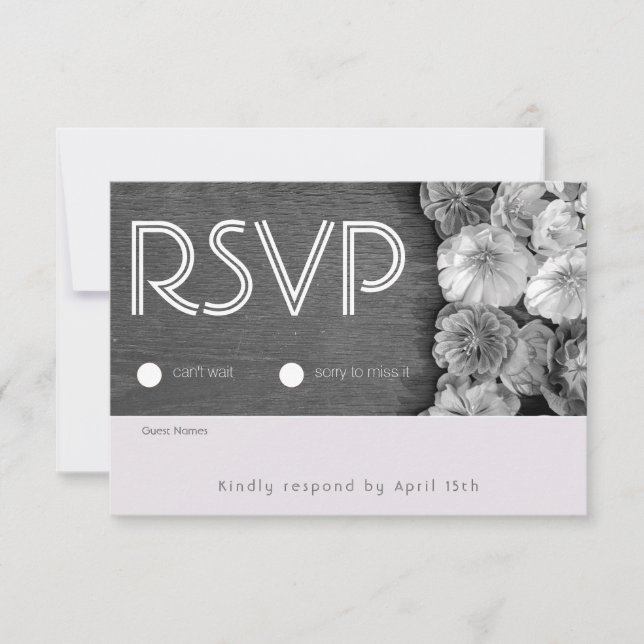B & W Garden Hellebore Wood RSVP Card (Vorderseite)