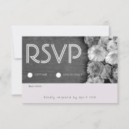 B & W Garden Hellebore Wood RSVP Card