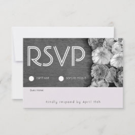 B & W Garden Hellebore Wood RSVP Card