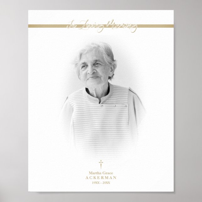 B&W Golden Foto Remembrance Service Liebe Poster (Vorne)