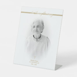 B&W Golden Photo Remembrance Service Dear Ones Sockelschild