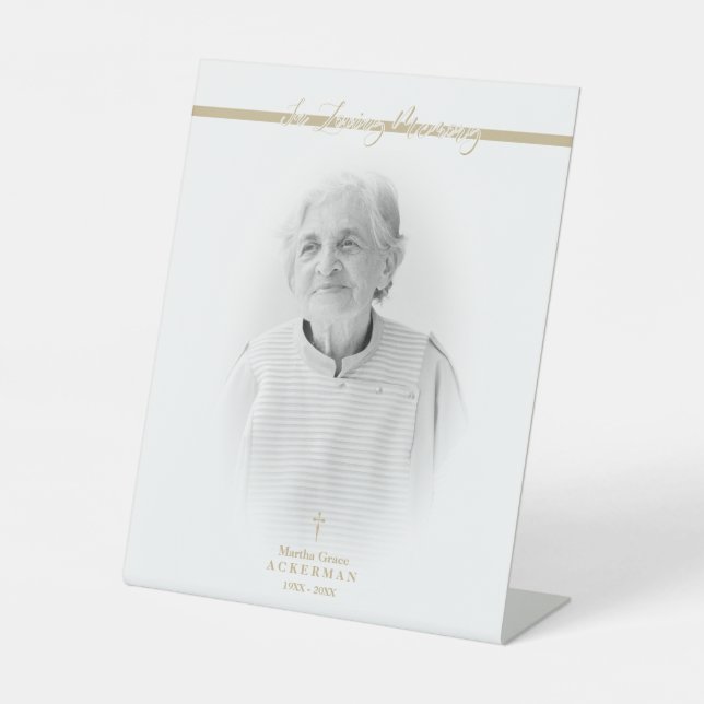 B&W Golden Photo Remembrance Service Dear Ones Sockelschild (Vorderseite)