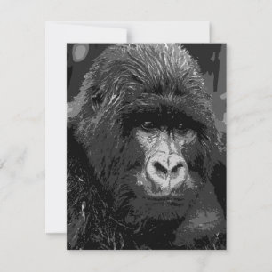 B&W Gorilla Face Invites Einladung
