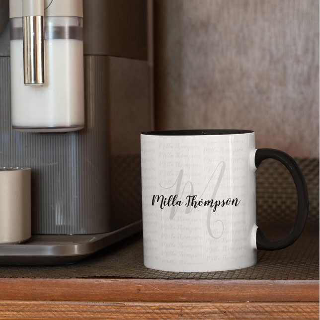 b/w handgeschriebener Name/initiale . Monogramm mo Tasse (stylish monogram design)