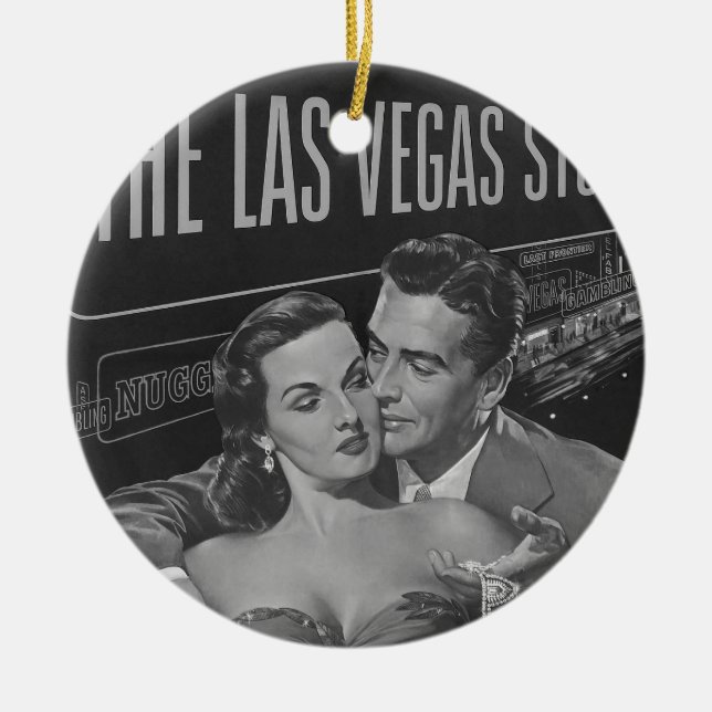 B&W Las Vegas Plakat Keramik Ornament (Vorne)