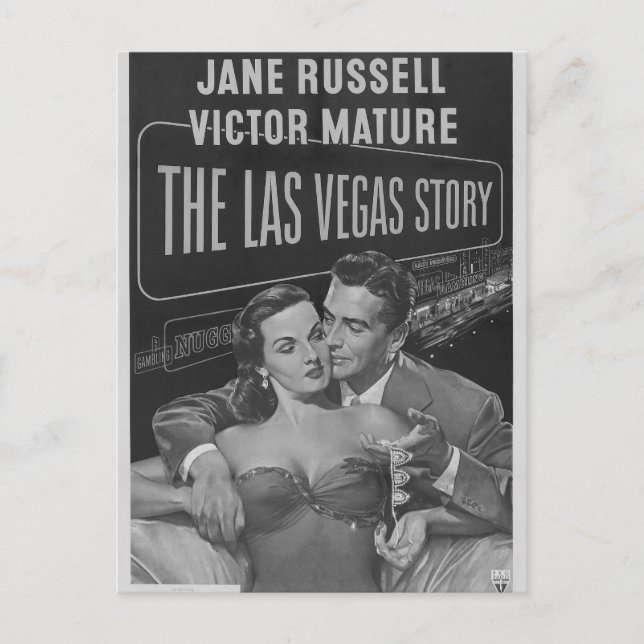 B&W Las Vegas Poster Postkarte (Vorderseite)