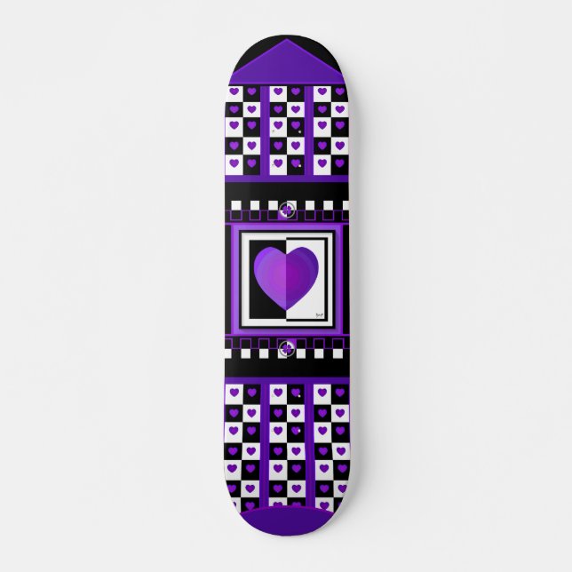 B&W Lila Hearbeating Skateboard (Vorne)