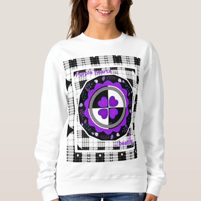 B&W Lila Hearbeating Sweatshirt (Vorderseite)