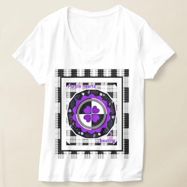 B&W Lila Hearbeating T-Shirt (Ablage )