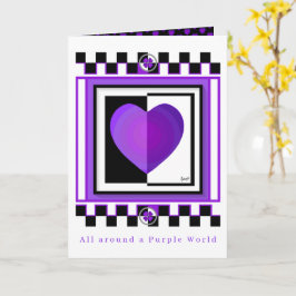 B&W Lila Hearts: Blankokarte Karte