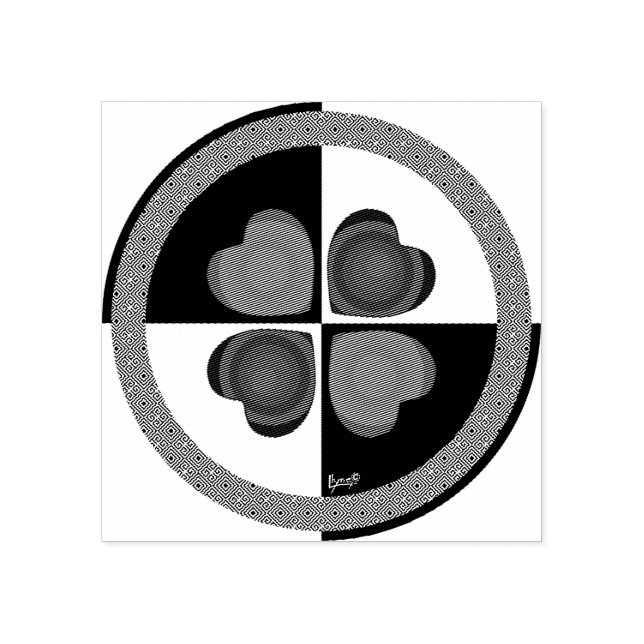 B&W lila Herzen schlagen Gummistempel (Prägung)