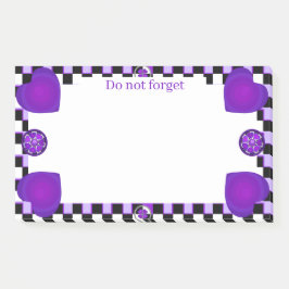 B&W lila Herzen schlagen Post-it Klebezettel