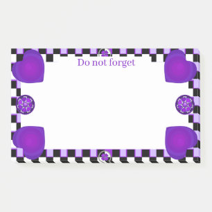 B&W lila Herzen schlagen Post-it Klebezettel