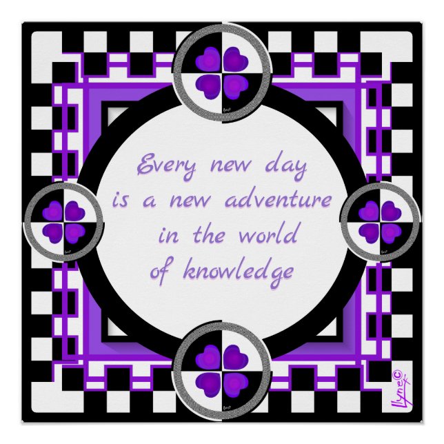 B&W lila Herzen schlagen Poster (Vorderseite)