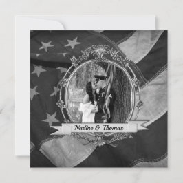 B&W Military Weditation with Fotografy Einladung