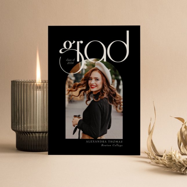 B & W Minimalistisch Modern 5 Arch Foto Abschluss Einladung (Von Creator hochgeladen)