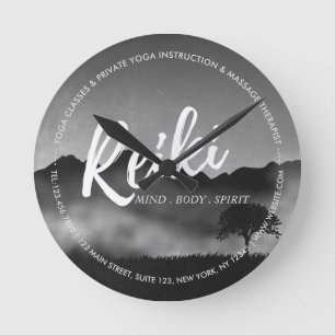 B&W Natural Reiki Master Yoga Mediation Lehrer Runde Wanduhr