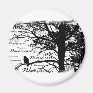 B&W Nevermore Raven Silhouette Magnet