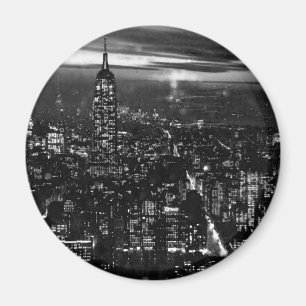 B&W New York City at Night Magnet