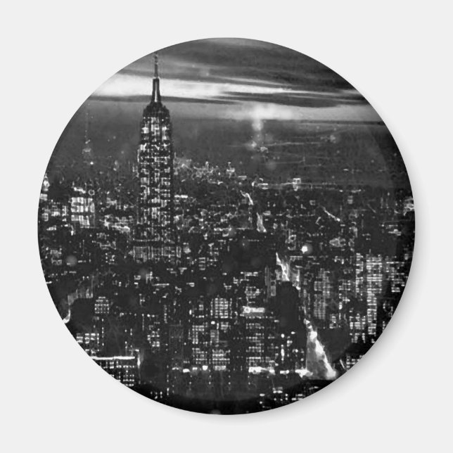 B&W New York City at Night Magnet (Vorne)
