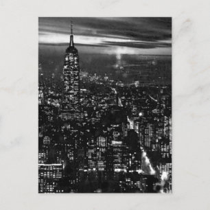 B&W New York City at Night Postkarte