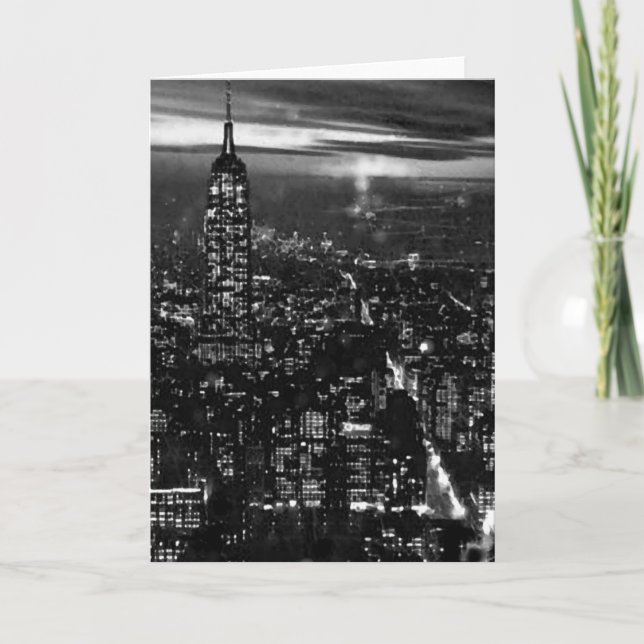 B&W New York City nachts Karte (Vorderseite)