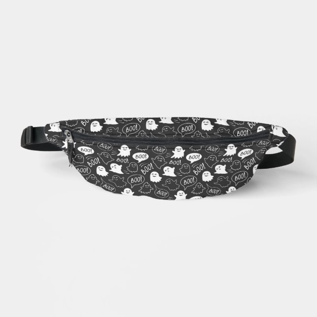 B&W Niedlich Doodle Halloween-Muster Bauchtasche (Vorderseite)