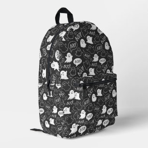 B&W Niedlich Doodle Halloween-Muster Bedruckter Rucksack