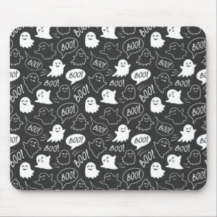 B&W Niedlich Doodle Halloween-Muster Mousepad