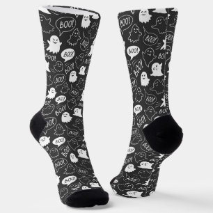 B&W Niedlich Doodle Halloween-Muster Socken