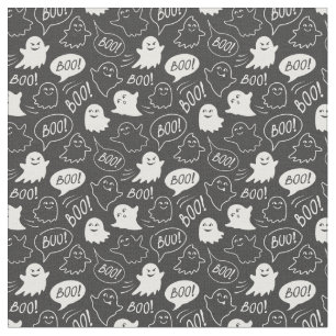 B&W Niedlich Doodle Halloween-Muster Stoff